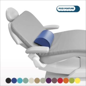 Pozi Posture memory foam backrest for patient comfort, with 13 colour options.