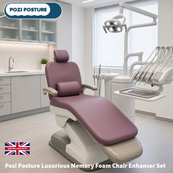 Pozi Posture Comfort Topper with headrest for patient comfort, with 13 colour options.