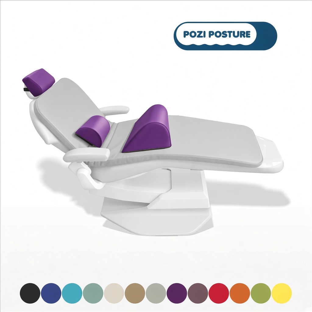 Pozi Posture Dental Chair Headrest and Backrest with 13 colour options. Making patient more comfortable and relaxed.